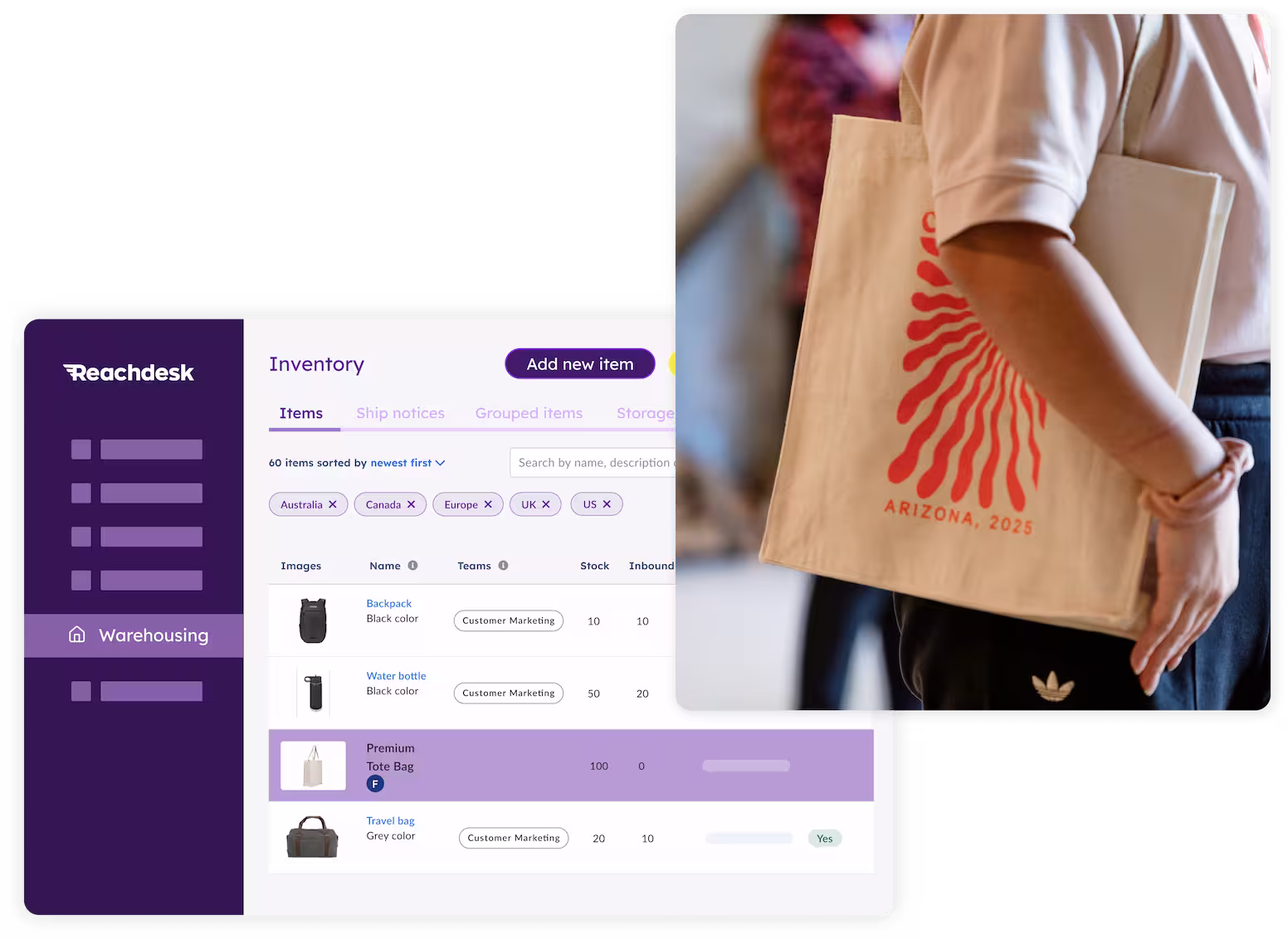 Swag inventory management and storage