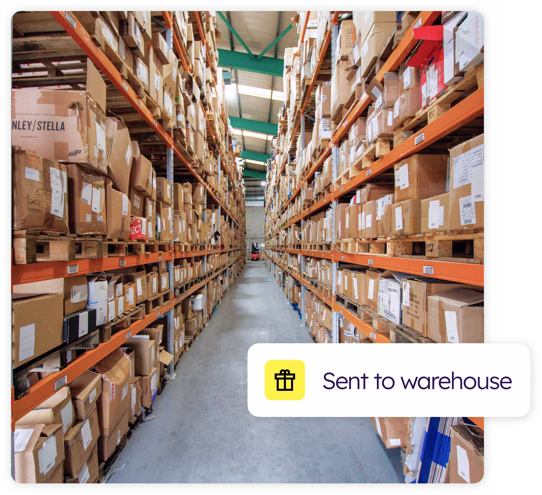 Swag stored and ready to ship from warehouse