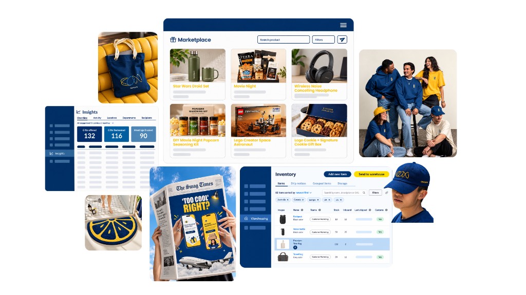SwagDrive marketplace, insights, inventory, and branded swag